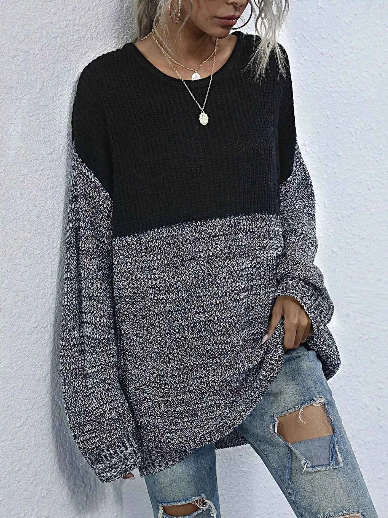 Color Block Long Sleeve Oversized Sweater 75b02936-0c42-403c-870c-1bae503fdf6b-Max-Origin