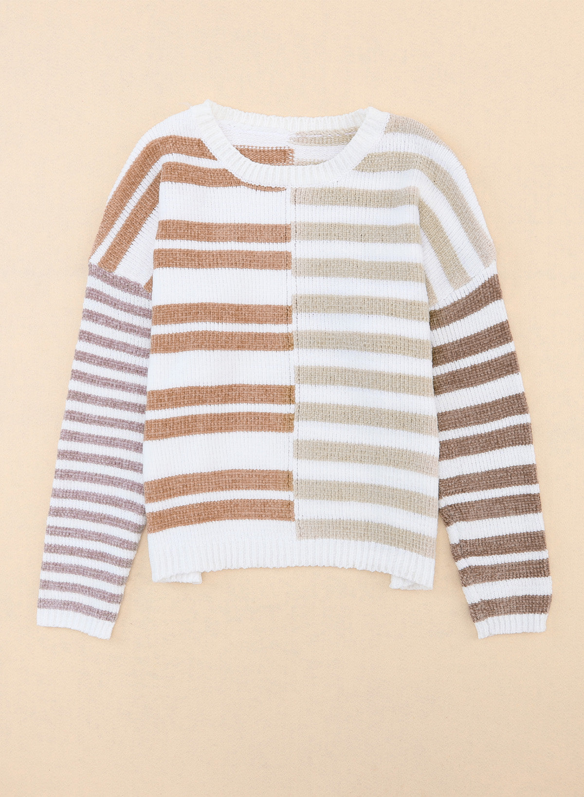Color Block Drop Shoulder Pullover Striped Sweater 75f43fa76598ce59