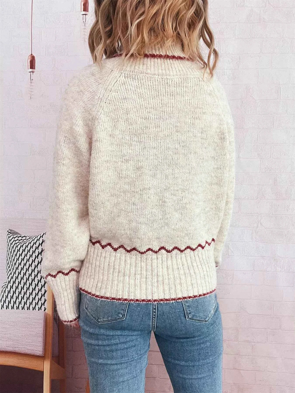 Ribbed Contrast Trim Long Sleeve Sweater 75f46fb3dd3647e883532d0f0222a611-Max-Origin