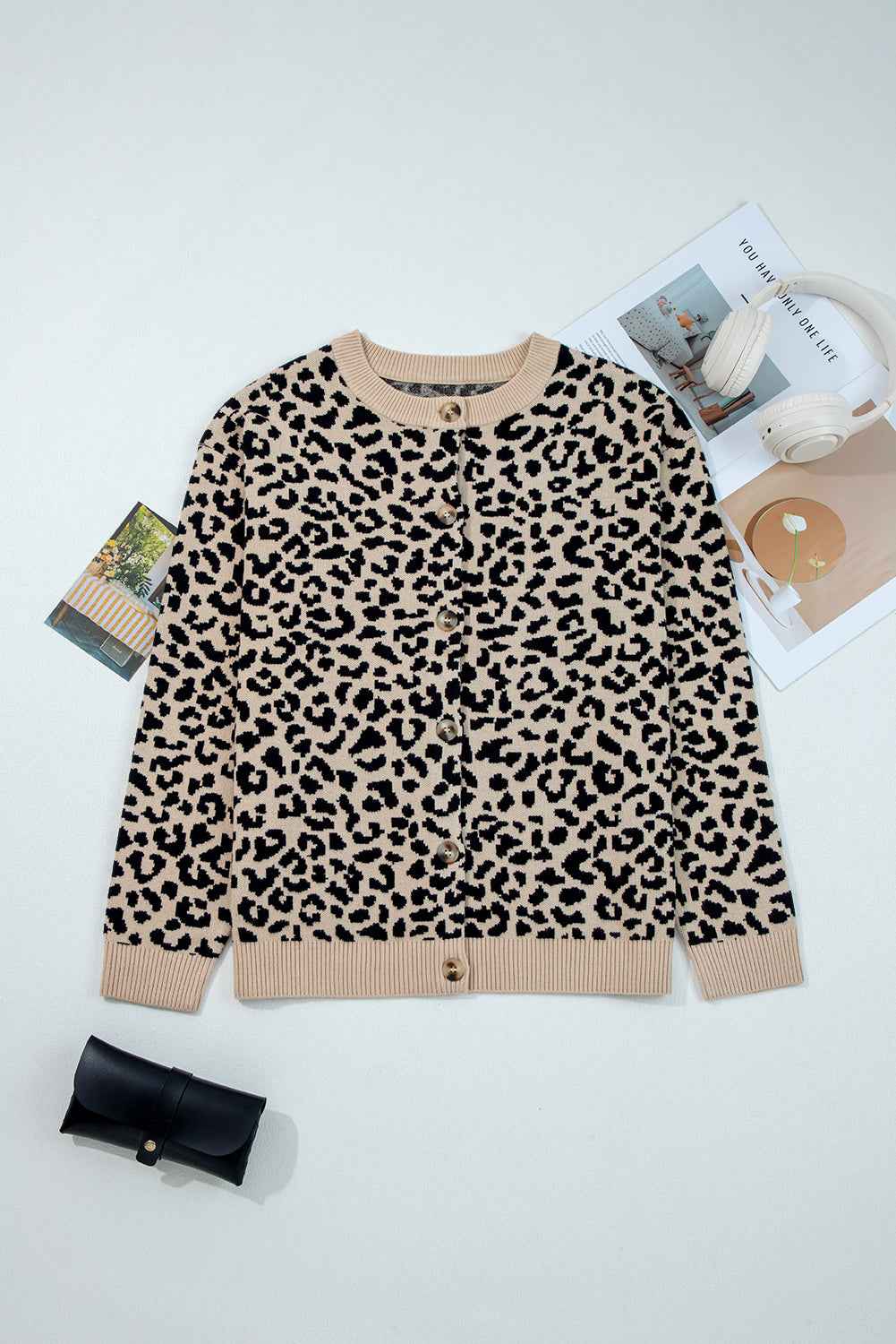 Black Leopard Drop Shoulder Knitted Cardigan 76006bae88ea075c