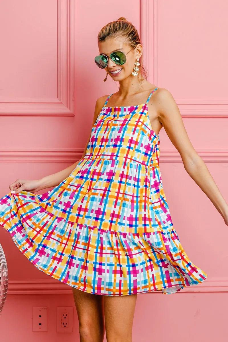 BiBi Multi Colors Plaid Sleeveless Sun Dress 764a17eeda9b443e9717754f25e58797-Max-Origin