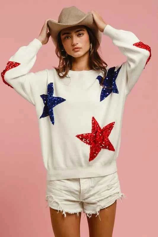 BiBi Velvet Sequin Star Patches Sweater Top IVORY 76553a1c51a64d5cae4d651ab9bfa11a-Max-Origin