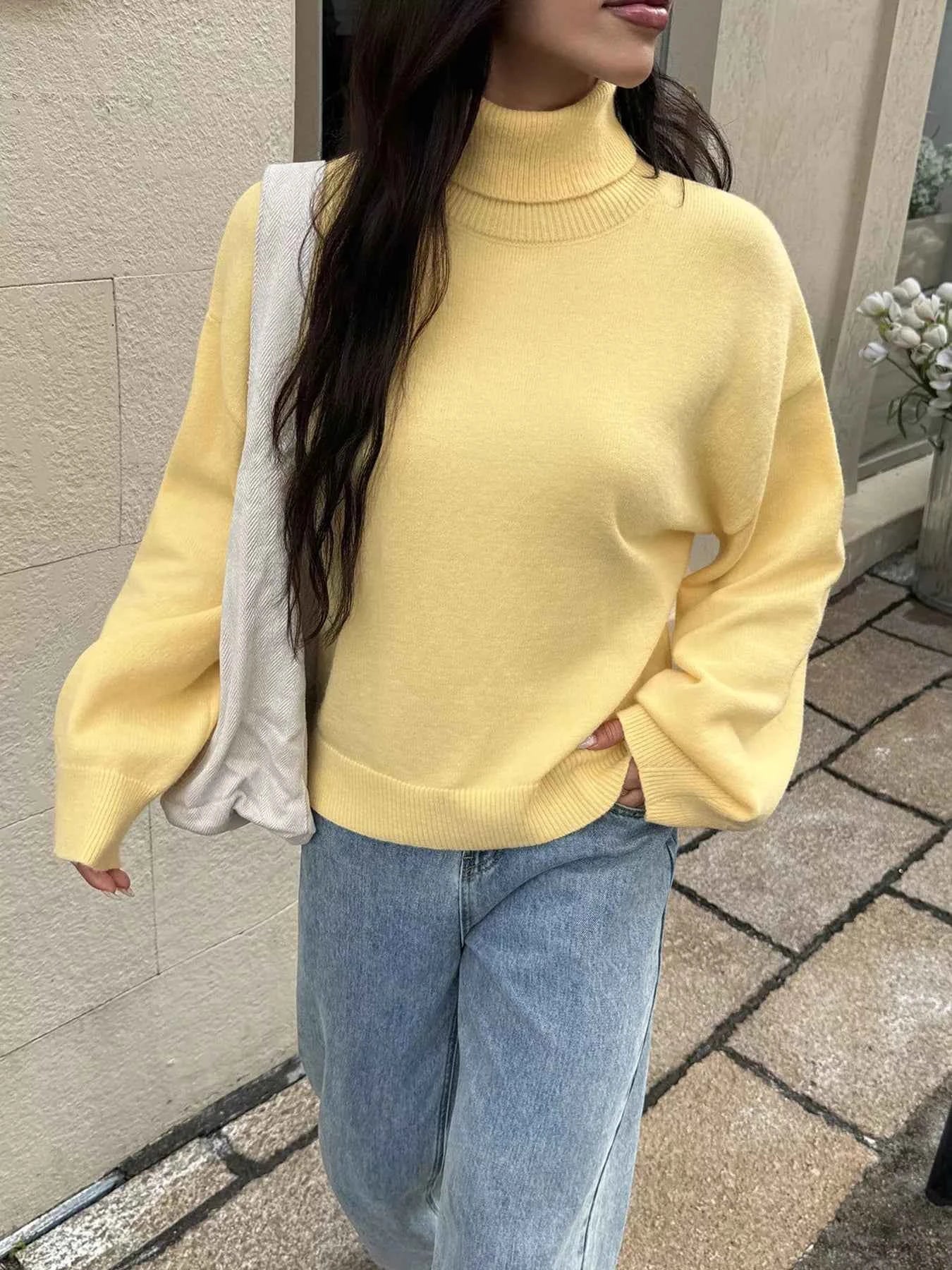 Turtleneck Long Sleeve Sweater Light Yellow 76701082edab4aa1bde31aa4063a5800-Max-Origin