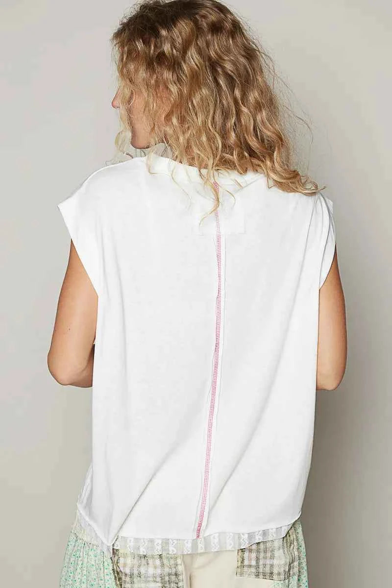 POL Star Patch Studded Sleeveless T-Shirt with Lace Hem 767aac3d-78b8-457e-a600-219159725f25-Max-Origin