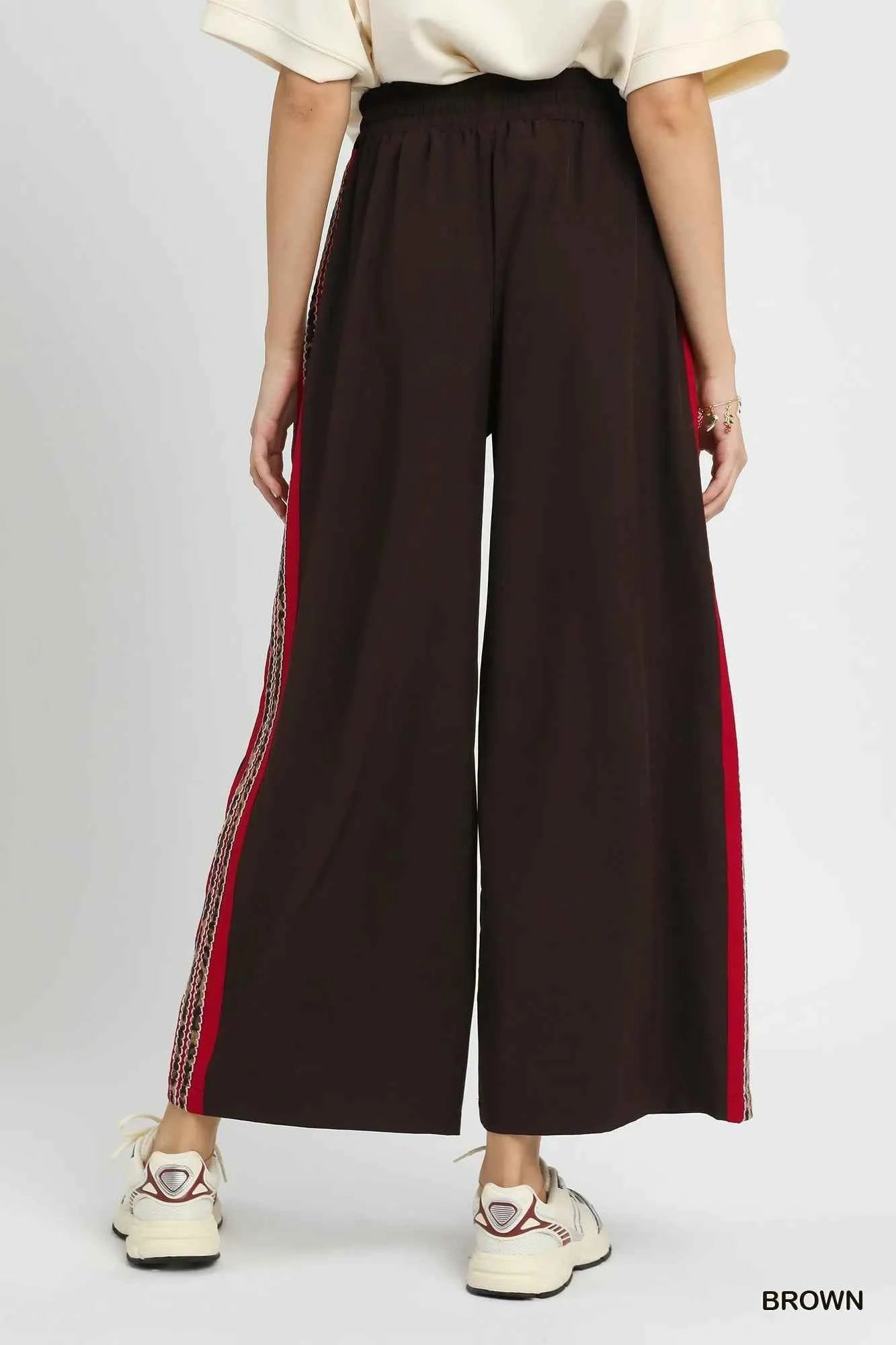 Umgee Wide Leg Pants with Contrast Side Trim 76871bd7-7677-457f-bf03-a8971be307f3-Max-Origin