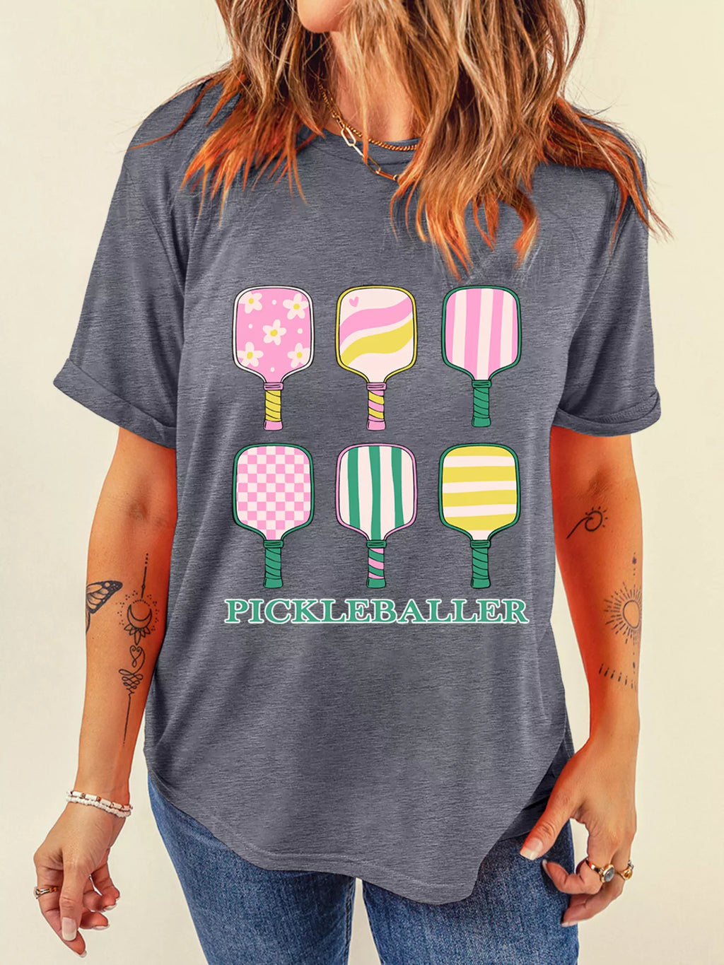 PICKLEBALLER Playful Bats Printed Casual T Shirt Dark Gray 769600f37f854fd7bf35972f64712a3b-Max-Origin