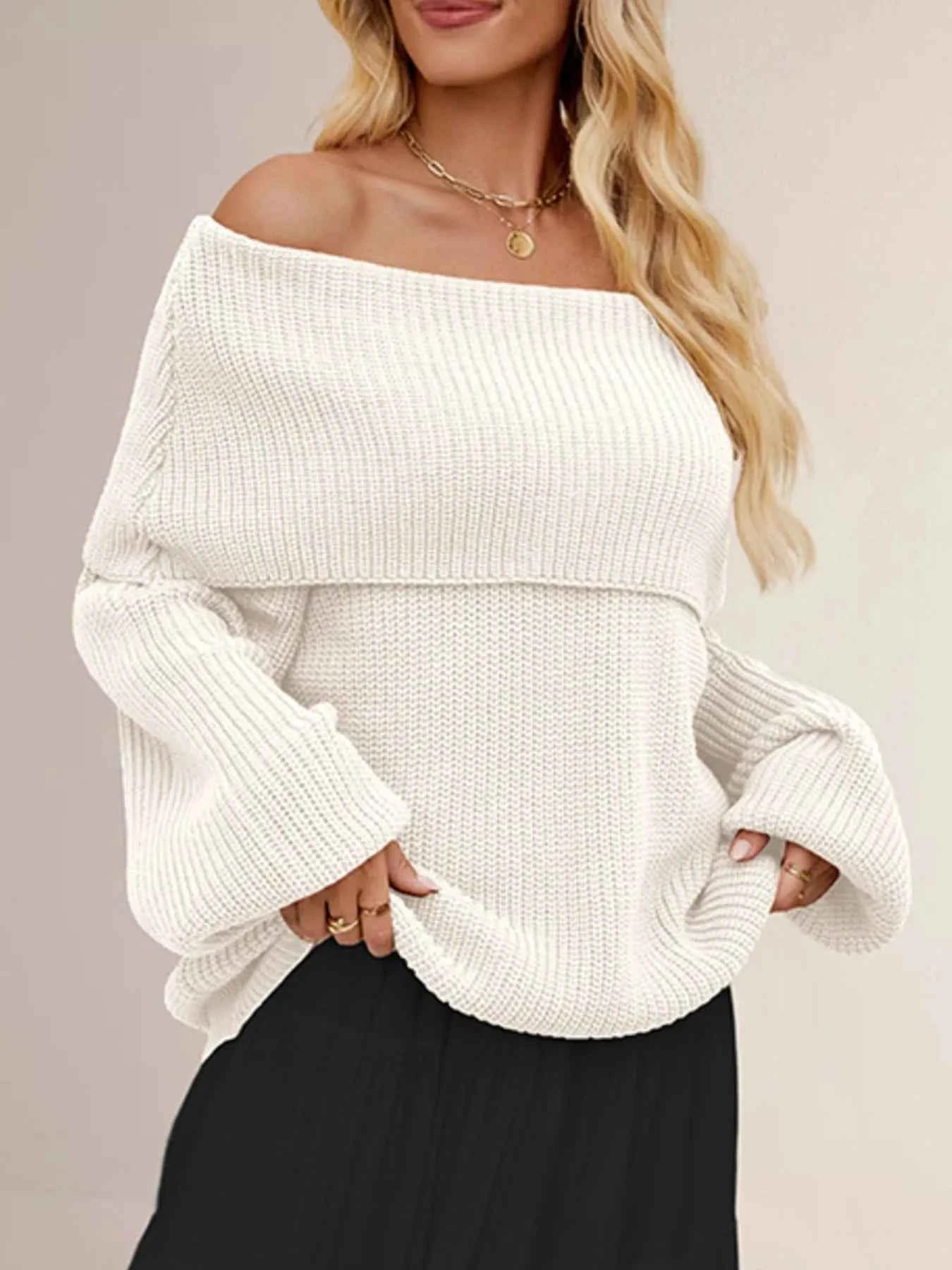 Fold-Over Collar Long Sleeve Sweater 76bec9f9-b192-4239-a593-38cdc3c49ac7-Max-Origin