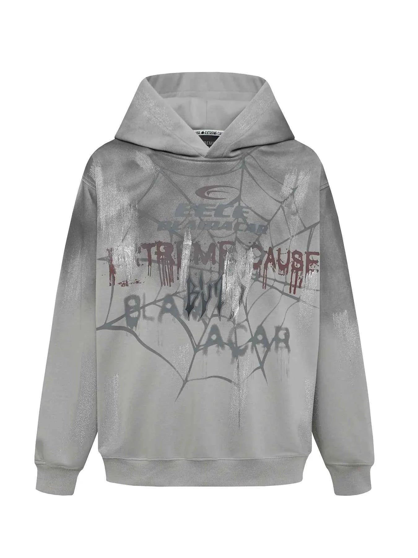 Men's Gothic Spider Web Graffiti Print Hoodie Gray 76f7631597864a15b47c4beaa4d14c2d-Max-Origin