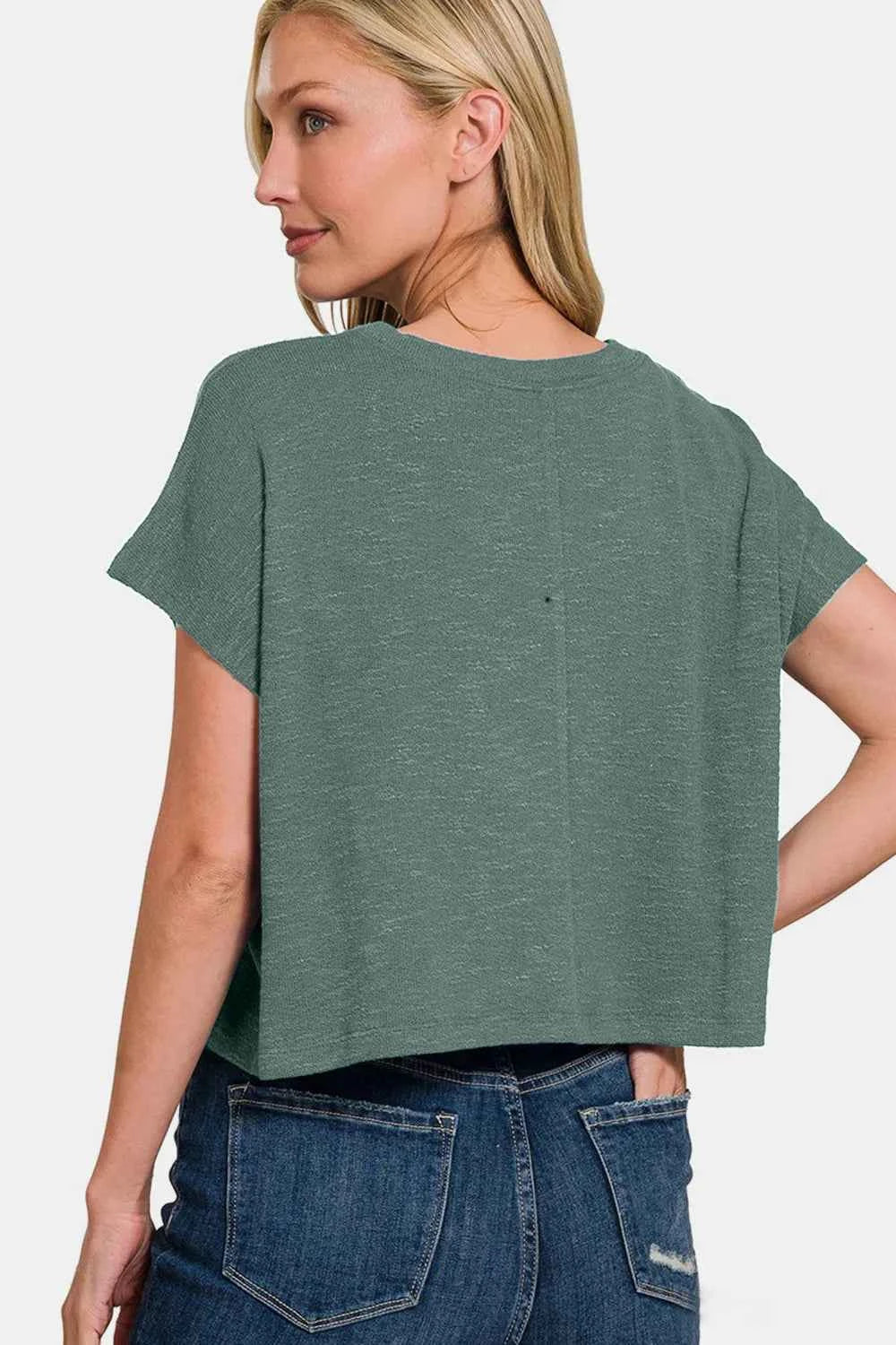 Zenana Round Neck Short Sleeve Crop T-Shirt 772be9d9-919c-4694-af46-f0ea17868eac-Max