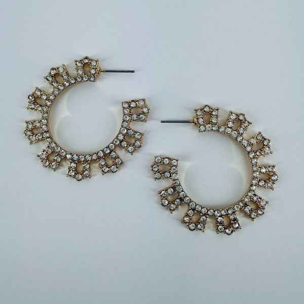 Gold or Silver Finish Clear Rhinestones Round Hoop 777b7b87-f2da-46d2-822c-4814198280a3