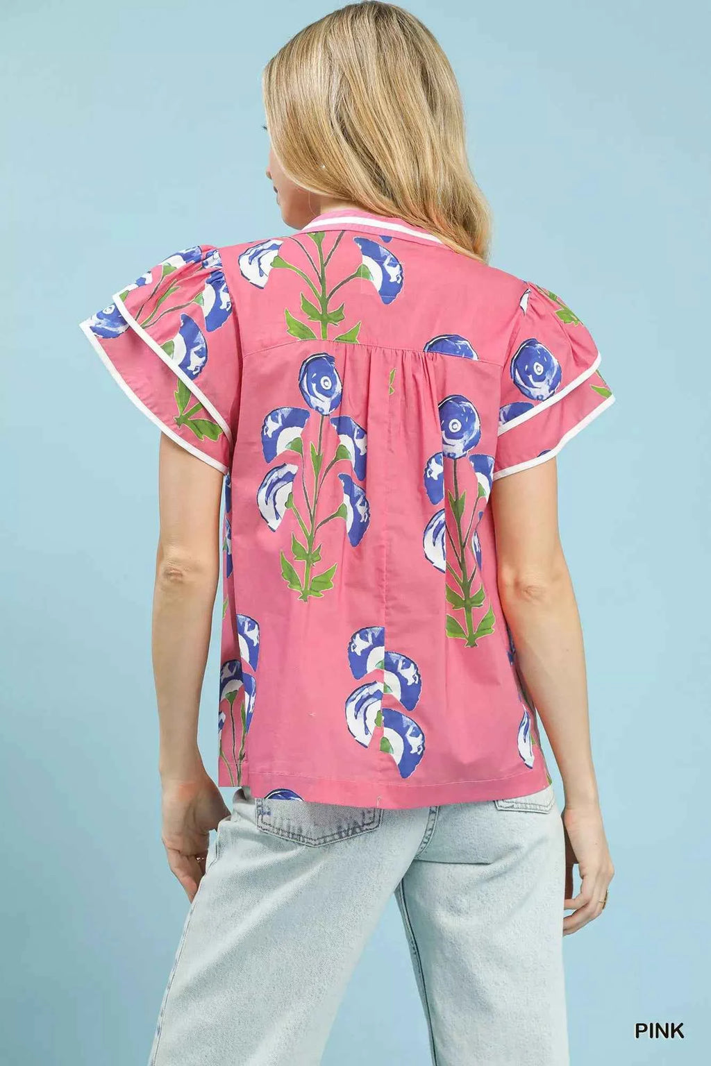 Umgee Blossom Meadow Print Blouse with Contrast Trim 77eae44c-edfb-46a2-912b-bd146e8a5cd1-Max-Origin