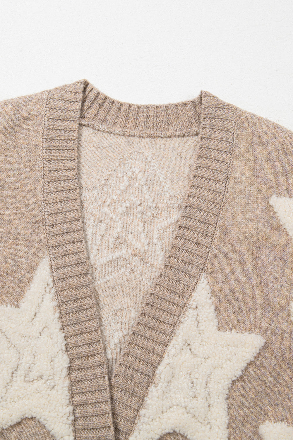 Khaki Star Pattern Pockets Button Front Cardigan 77f2f4bfdb4c43c6