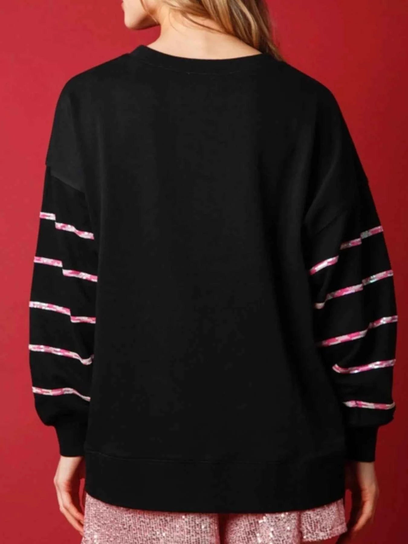 Christmas Santa Striped Long Sleeve Sweatshirt 78103381-6eaf-4523-8f34-96e49e12ab7c-Max-Origin