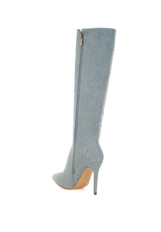 Coastra Rhinestone Embellished Stiletto Boots 7865a9cc-023f-4ea9-8628-46c248407a3a