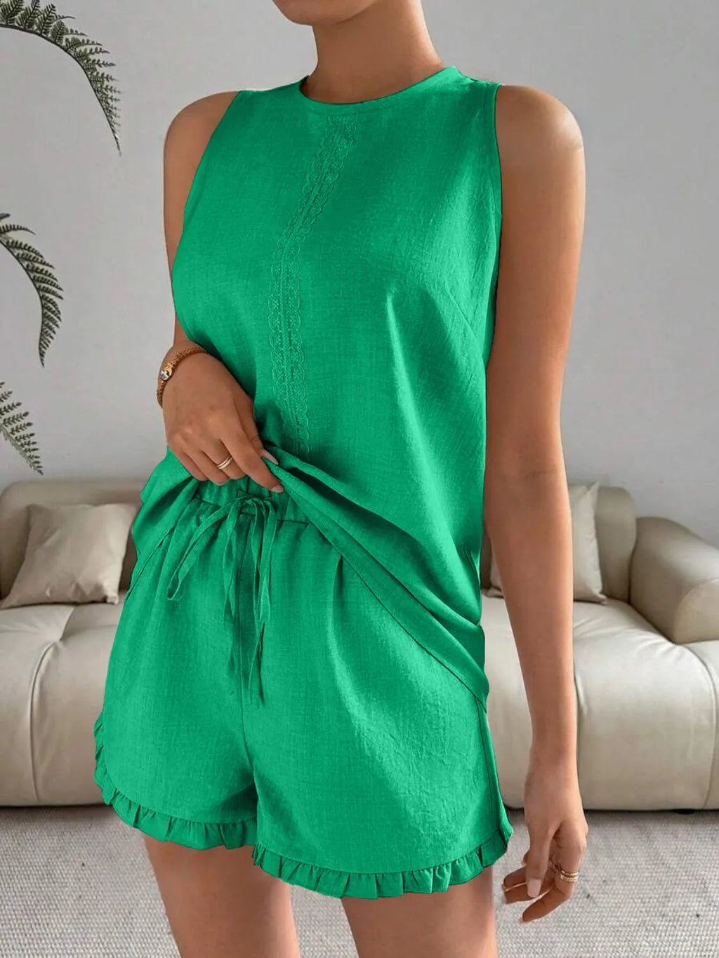 Lace Detail Round Neck Tank and Shorts Set 78719a87-4622-4bb1-ac83-fb27959b5b48-Max-Origin