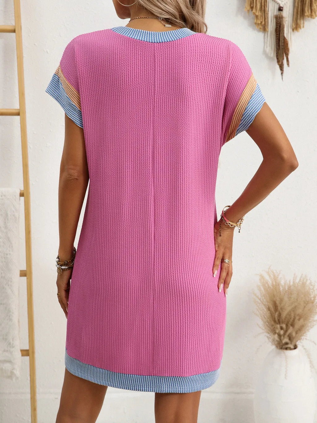 Round Neck Short Sleeve Mini Dress 788fa0dc-5d7d-4560-ac0d-d566a1333061-Max-Origin