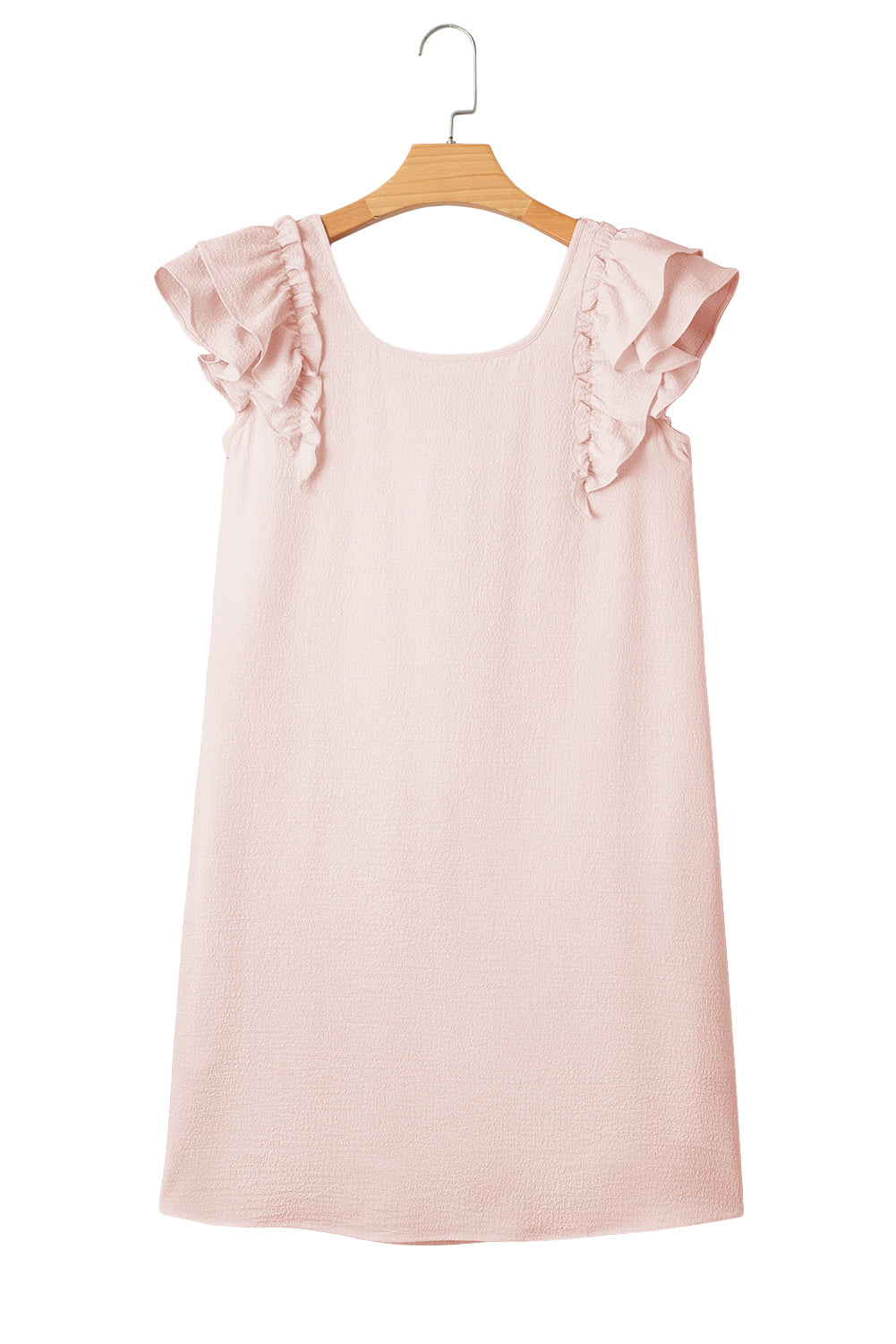 Beau Blue Textured Flutter Sleeve Square Neck Bow Back Mini Dress 78a1b3dc01232396