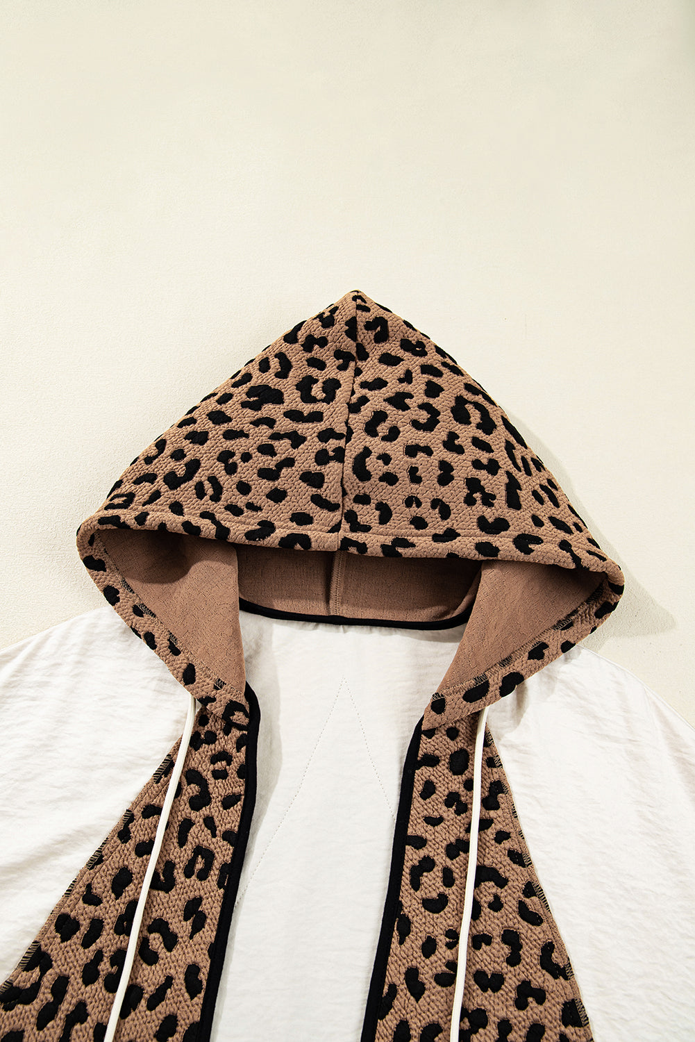 Brown Leopard Star Hooded Patchwork Contrast Piping Open Front Jacket 78a73a335b5a7fe8