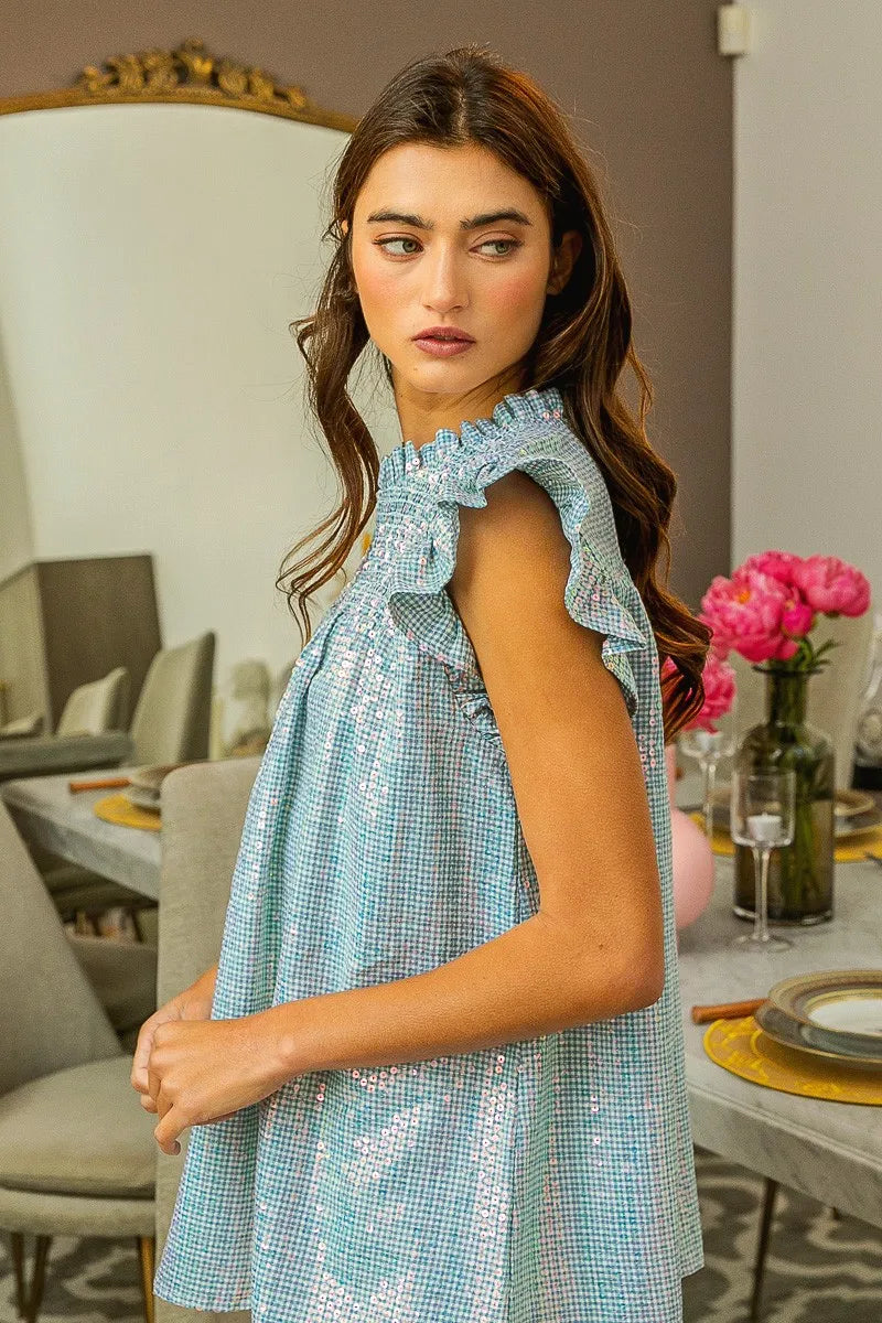 BiBi Clear Sequin All-over Gingham Smocked Top 78bddf07785e4a328ceff14470112479-Max-Origin