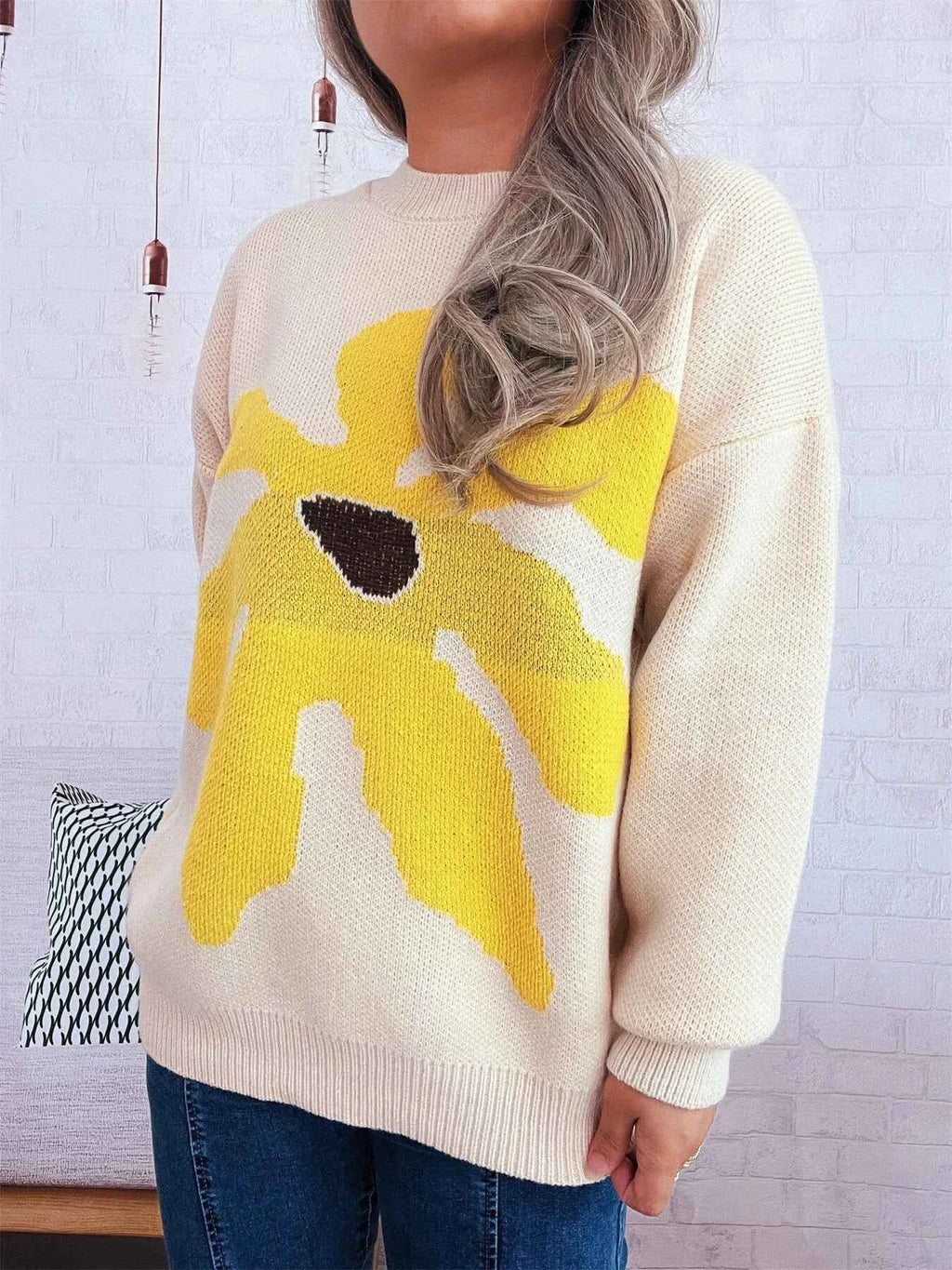 Flower Dropped Shoulder Sweater 78e688edd0c34646bb9596126189cb63-Max-Origin