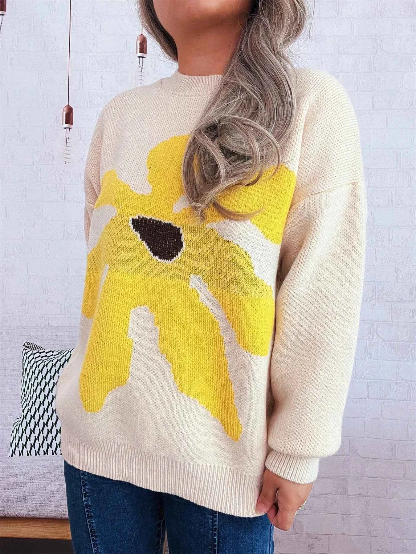Flower Dropped Shoulder Sweater 78e688edd0c34646bb9596126189cb63-Max-Origin