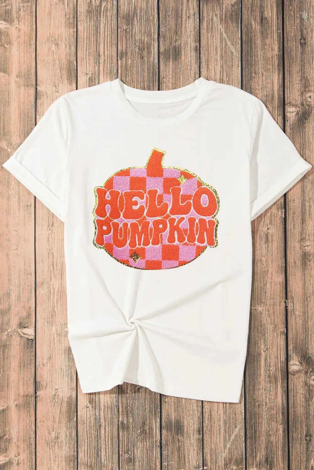 Pumpkin Round Neck Short Sleeve T-Shirt 792aaa09-5c36-4ef1-b69f-956416e2e1ef-Max