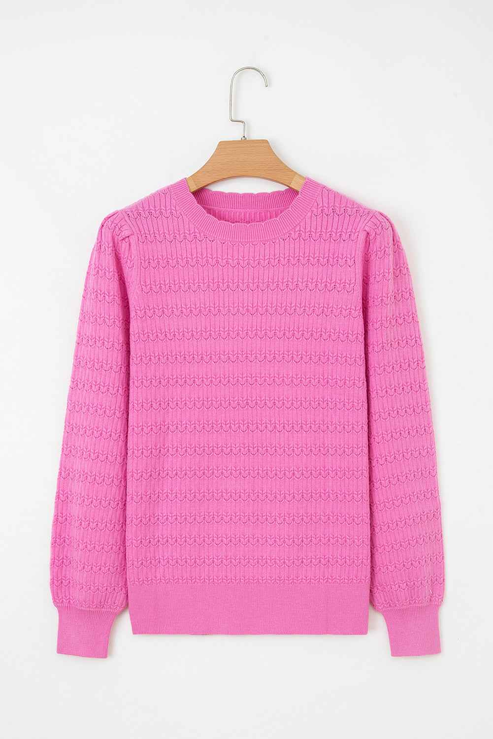 Sea Green Trendy Pattern Knit Ribbed Cuffs Crew Neck Sweater 793bfc42425d22c0