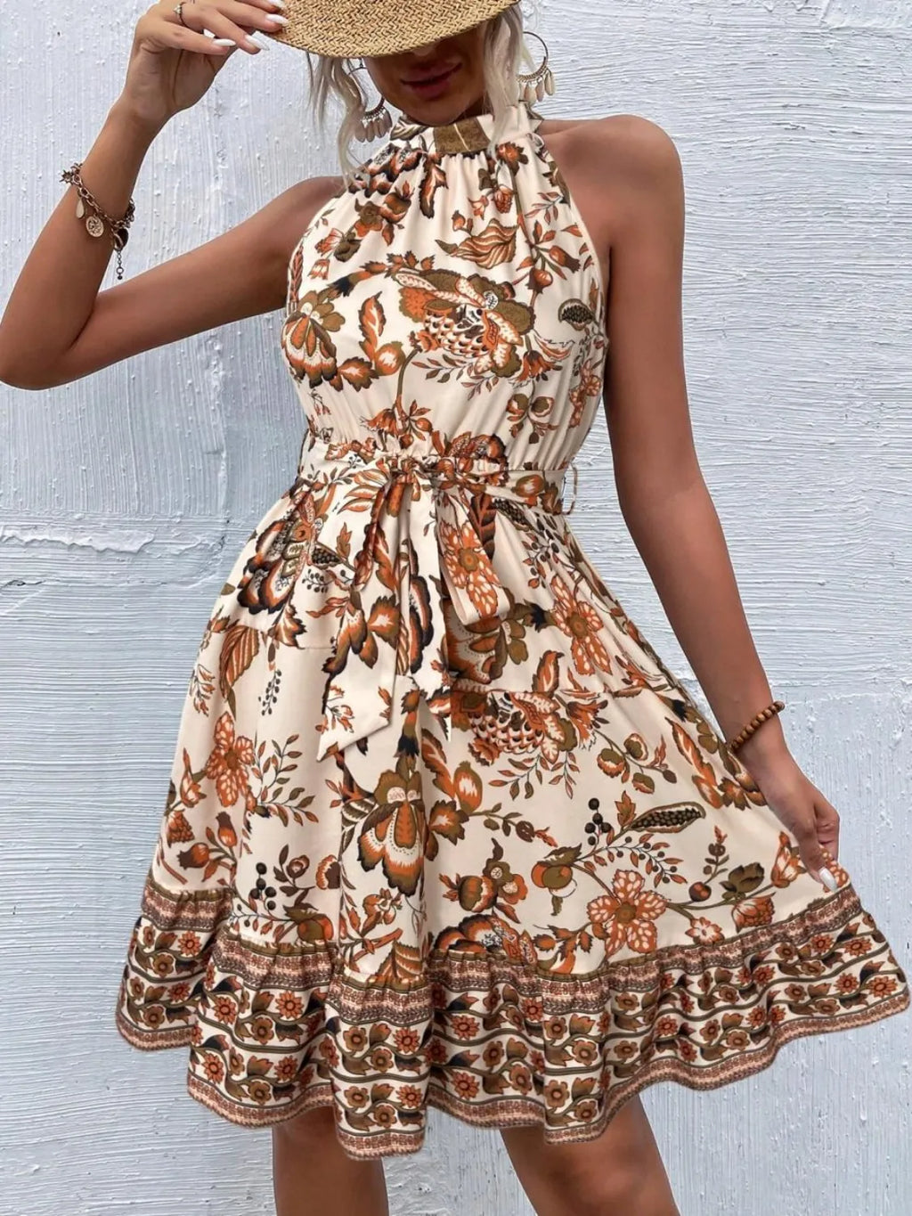 Printed Tie Waist Mini Dress 7941ab64-5514-4528-94aa-29a7dc0d9790-Max-Origin