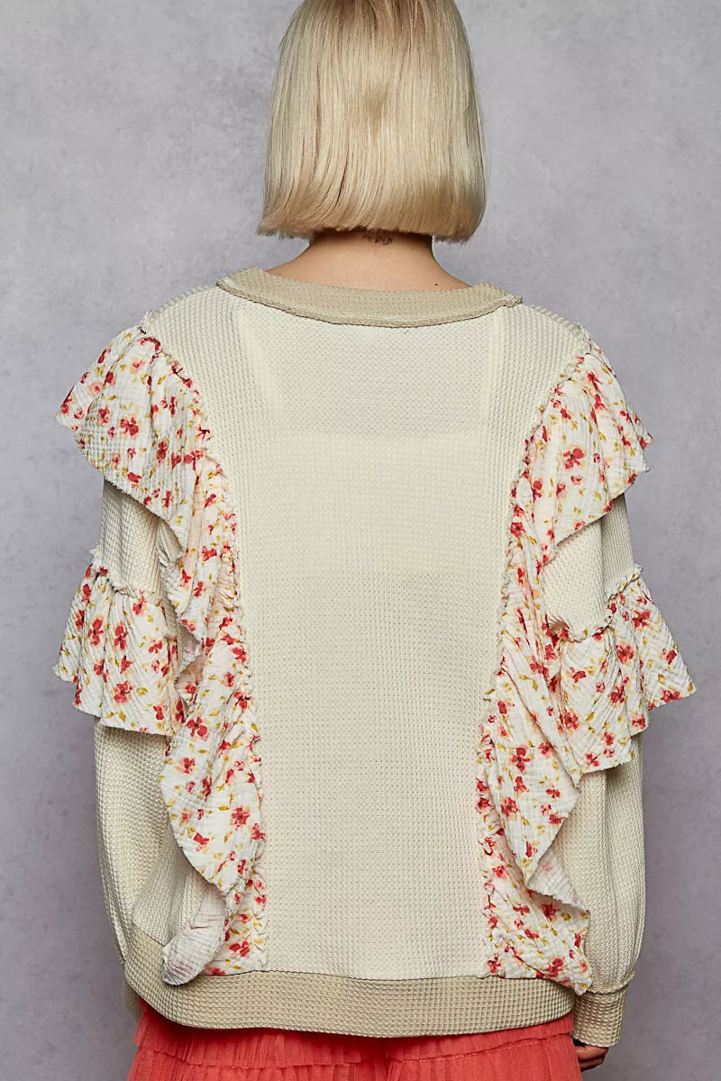 POL Round Neck Sweater with Floral Ruffle Detail 797de751-2f04-4264-ad5b-b8c842e78f26-Max-Origin