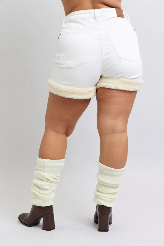 Judy Blue Full Size High Waist Shearling Cuff Denim Shorts Plus Size 79a5b2a9-da1f-40fa-8115-dde365fac74c-Max-Origin