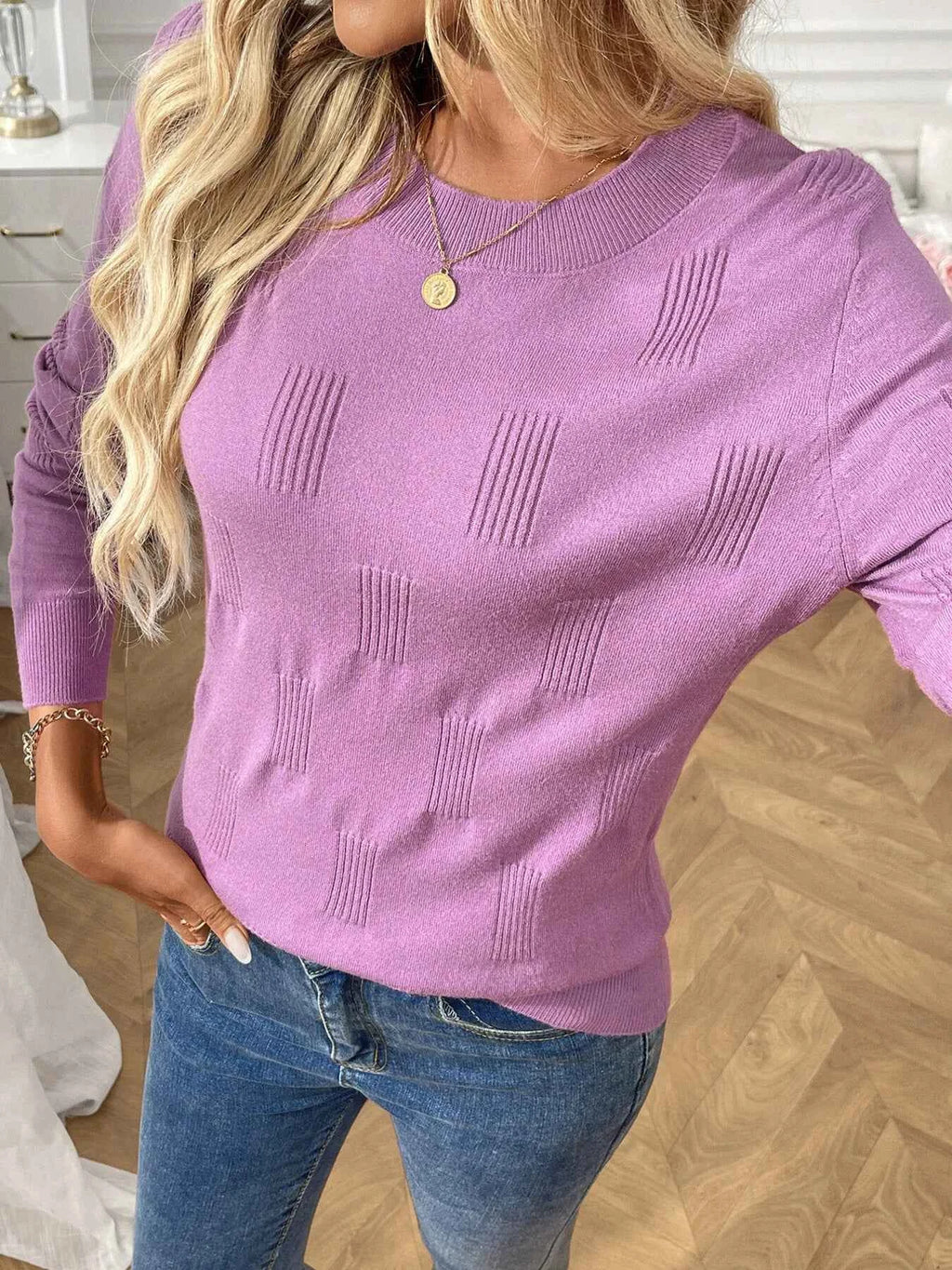 Round Neck Long Sleeve Knit Top 79aa9df22b084a9d8810cd6472ff4ce9-Max-Origin