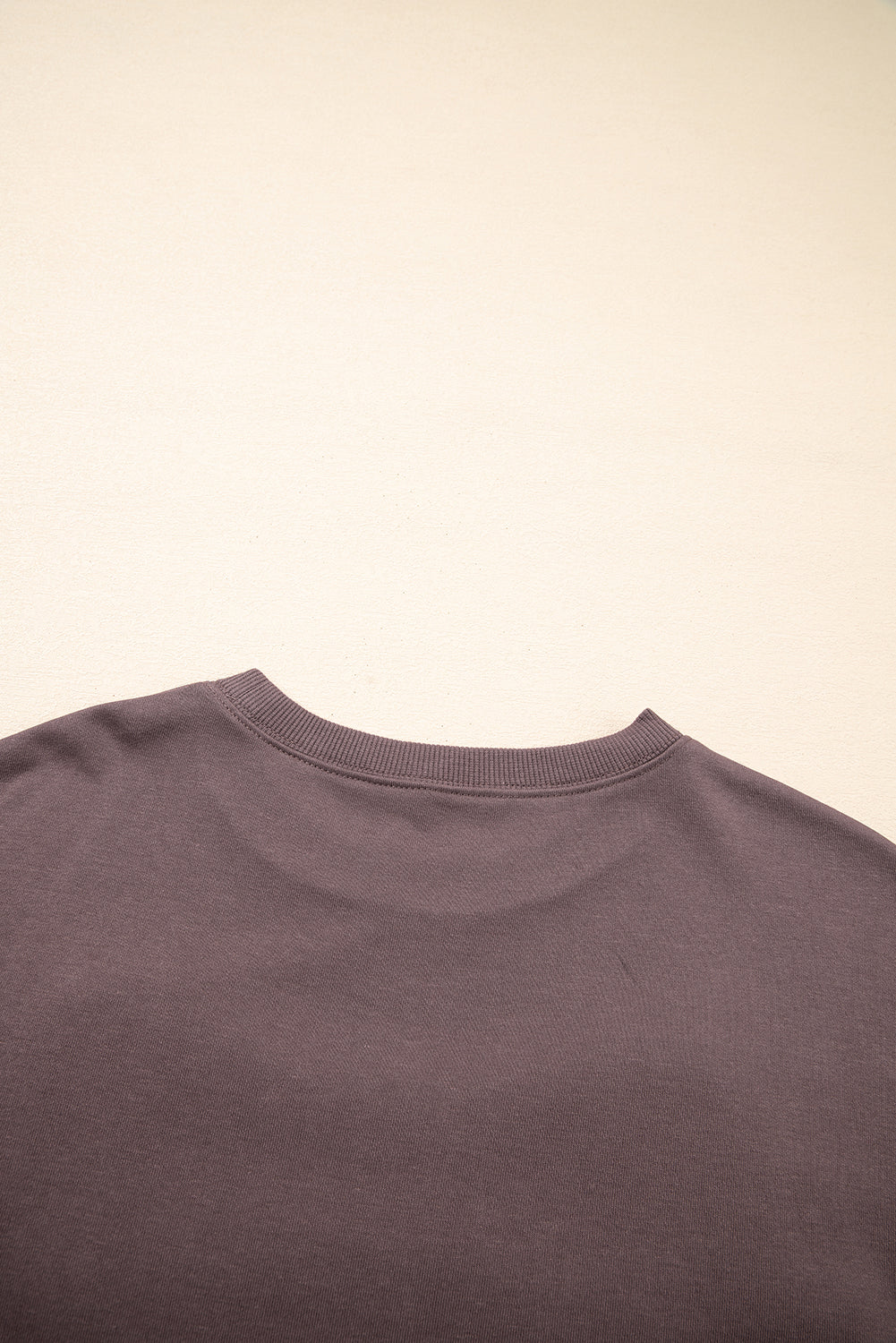 Dark Khaki Terry Bow Pattern Drop Shoulder Sweatshirt 79cfa9a27ba9bc32