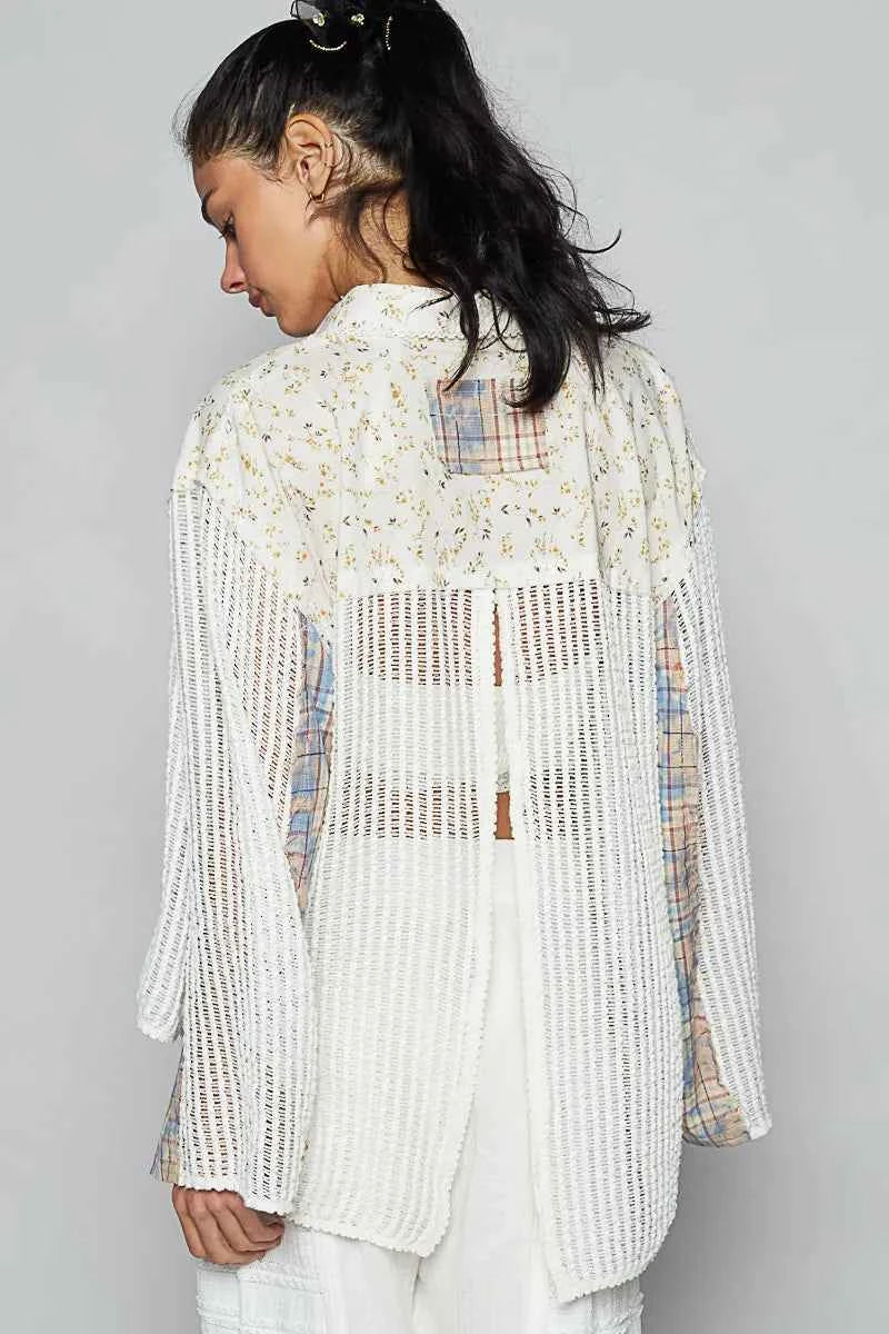 POL Floral Slit Back Plaid Patchwork Shirt 79f772b5-bb3c-44cc-8a4c-48370dd8d831-Max-Origin