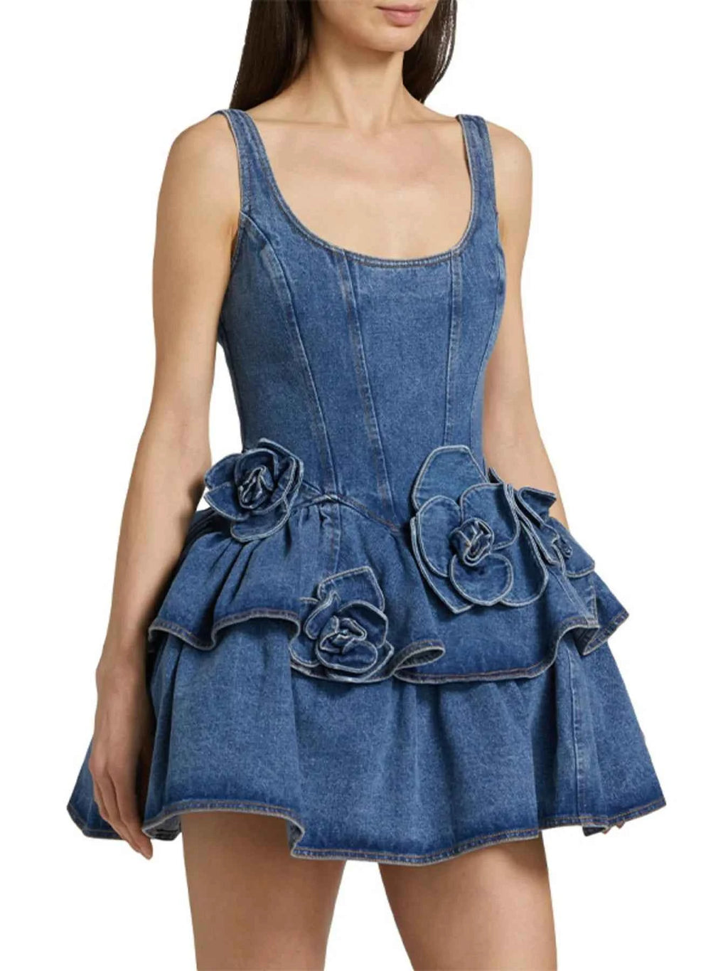 Ruffled Layered Scoop Neck Denim Dress 7a02fbd432a0446f9814b92175de84e4-Max-Origin