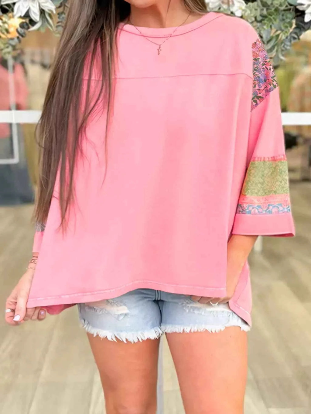 Floral Color Block Patchwork Long Sleeve Top 7a32ce41b8c5479893e57024242e6e5e-Max-Origin