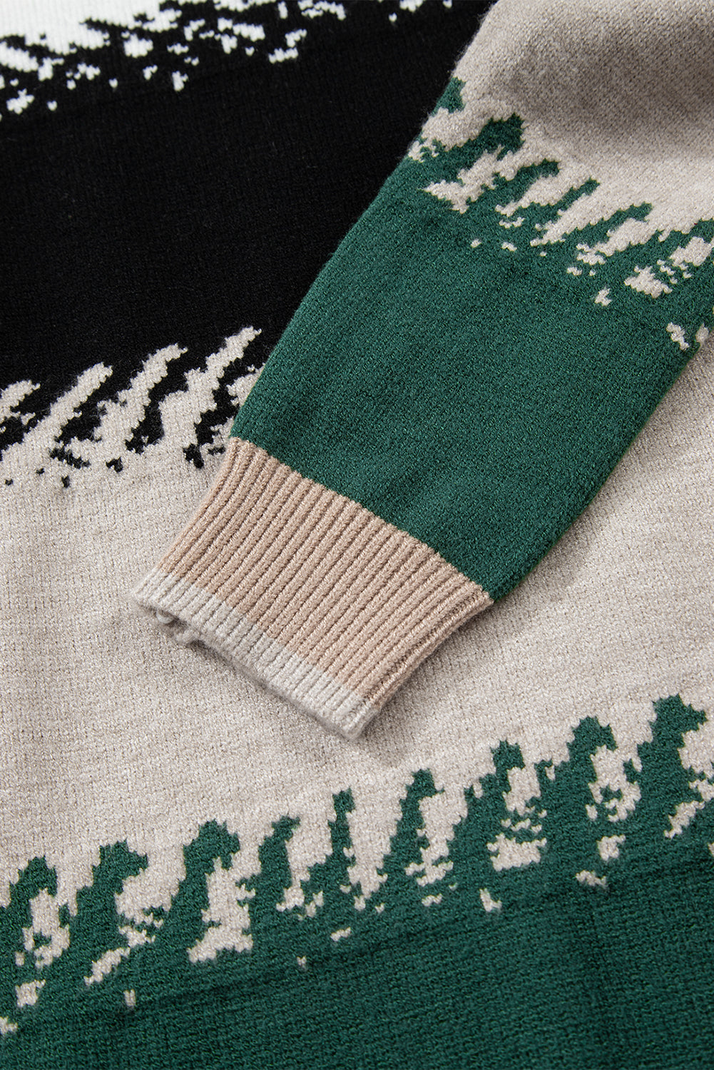 Black Stylish Color Block Pattern Drop Shoulder Sweater 7a465ff22930eb13