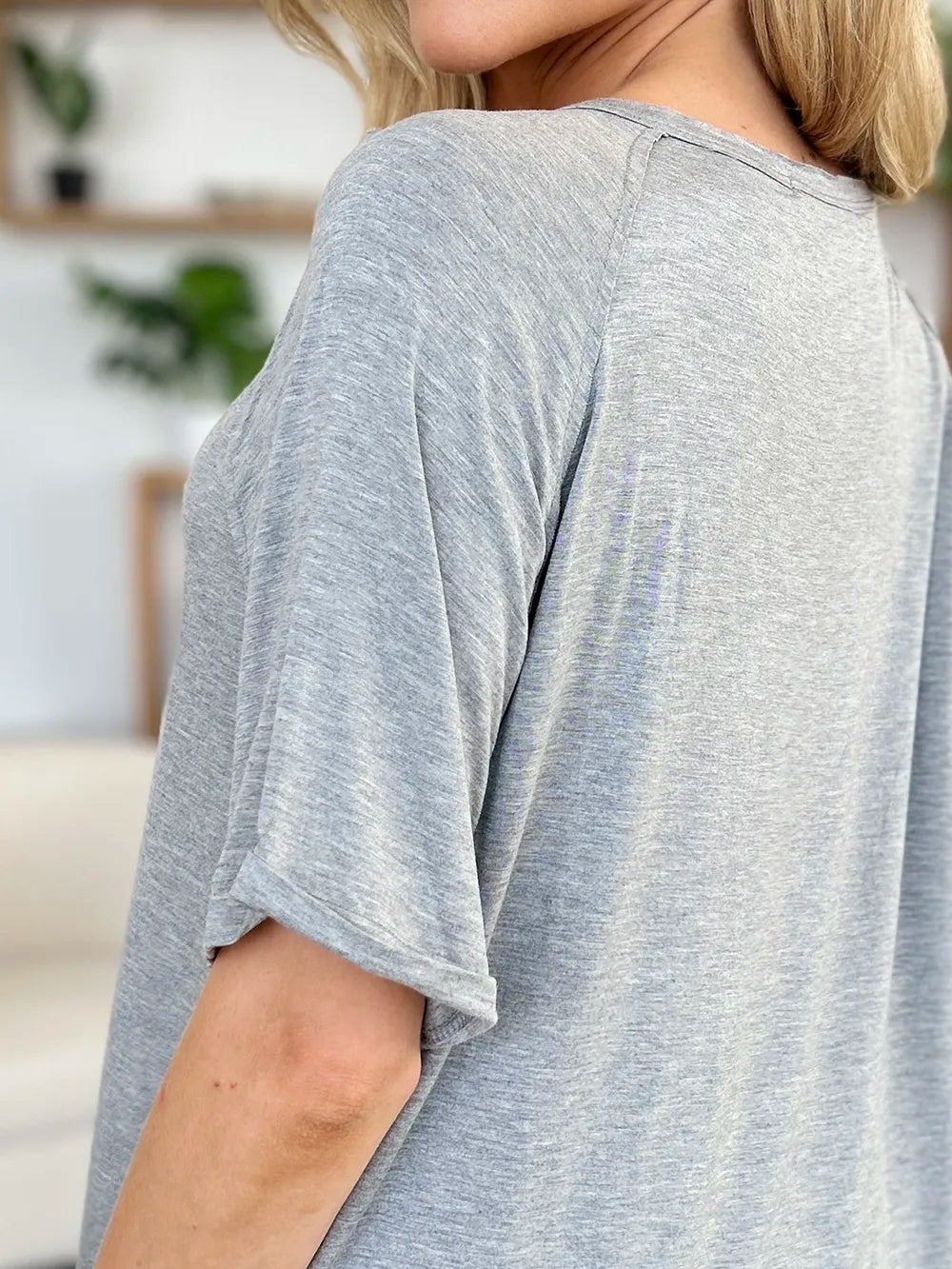 Basic Bae Full Size Bamboo Slit V-Neck Short Sleeve T-Shirt 7a593682-ebc0-4244-b883-9e39d002c3c9-Max