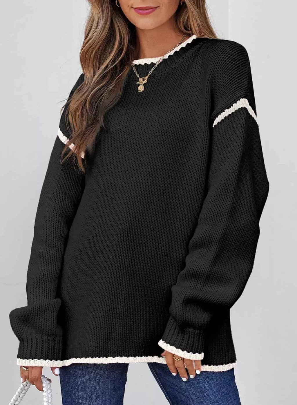 Contrast Trim Long Sleeve Sweater 7a714136-6db9-44ab-8558-7d918326ed54-Max-Origin