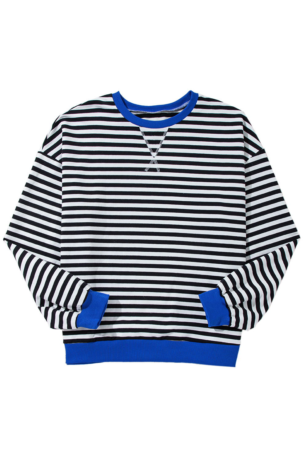 Black Stripe Contrast Edge Cross Seam Oversized Sweatshirt 7a8b187fa01a4e4b