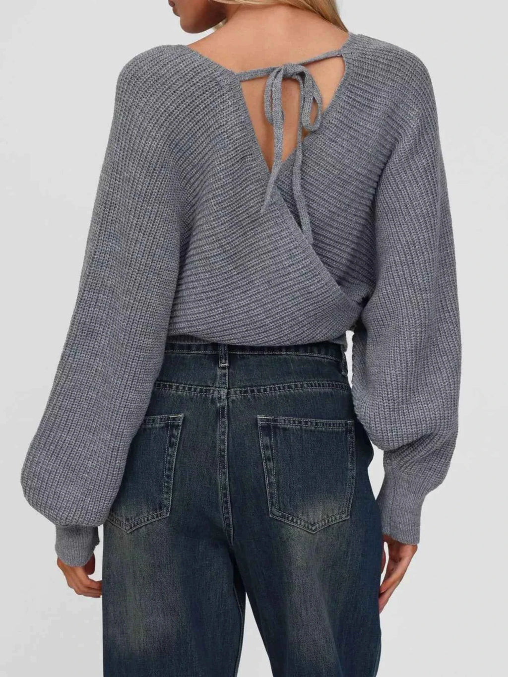 Surplice Cropped Sweater with Back Tie 7a951c5b-6c4f-4aea-82a8-c011108011c8-Max-Origin