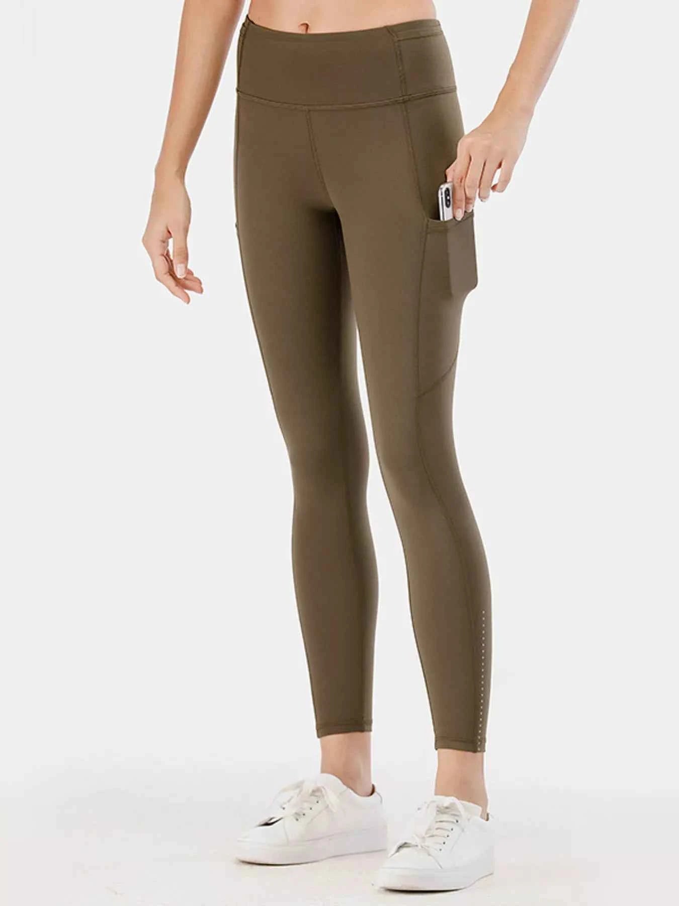 Full Size High-Waisted Active Leggings with Pockets Plus Size Olive 7a970e05597345d0ba462d773bd75cd9-Max-Origin