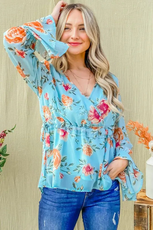 And The Why Floral Print Draw String Bell Sleeve Top 7b5426c3c203401dbf496e50a034dd97-Max-Origin