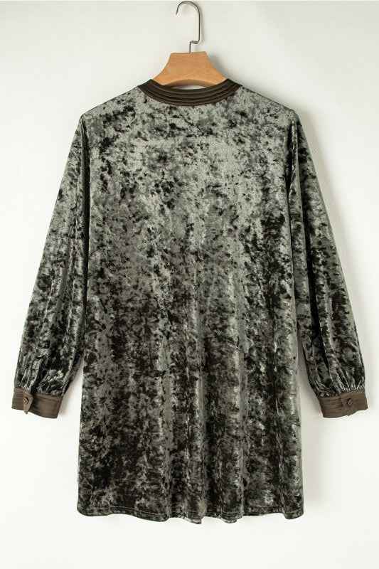 Velvet Long Sleeve V-Neck Side Pocket Dress 7b64b7ee-4ac7-40aa-8b1c-20de5bba2fdb