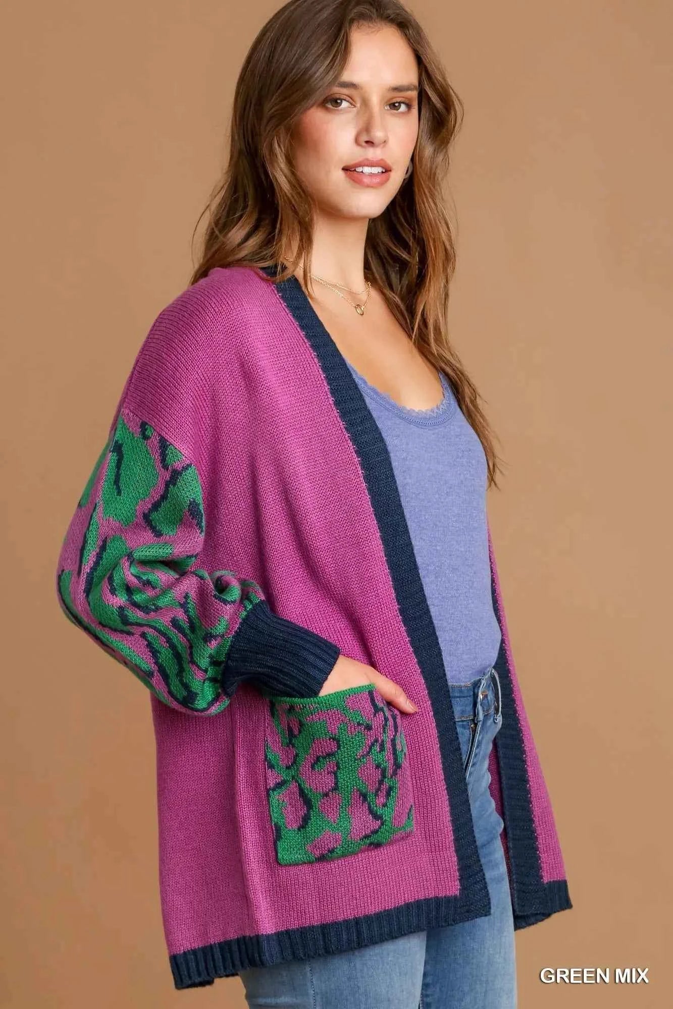 Umgee Animal Print Open Front Sweater Cardigan 7b66f821-0e1e-4259-89c0-4aa2f6f8e702-Max-Origin