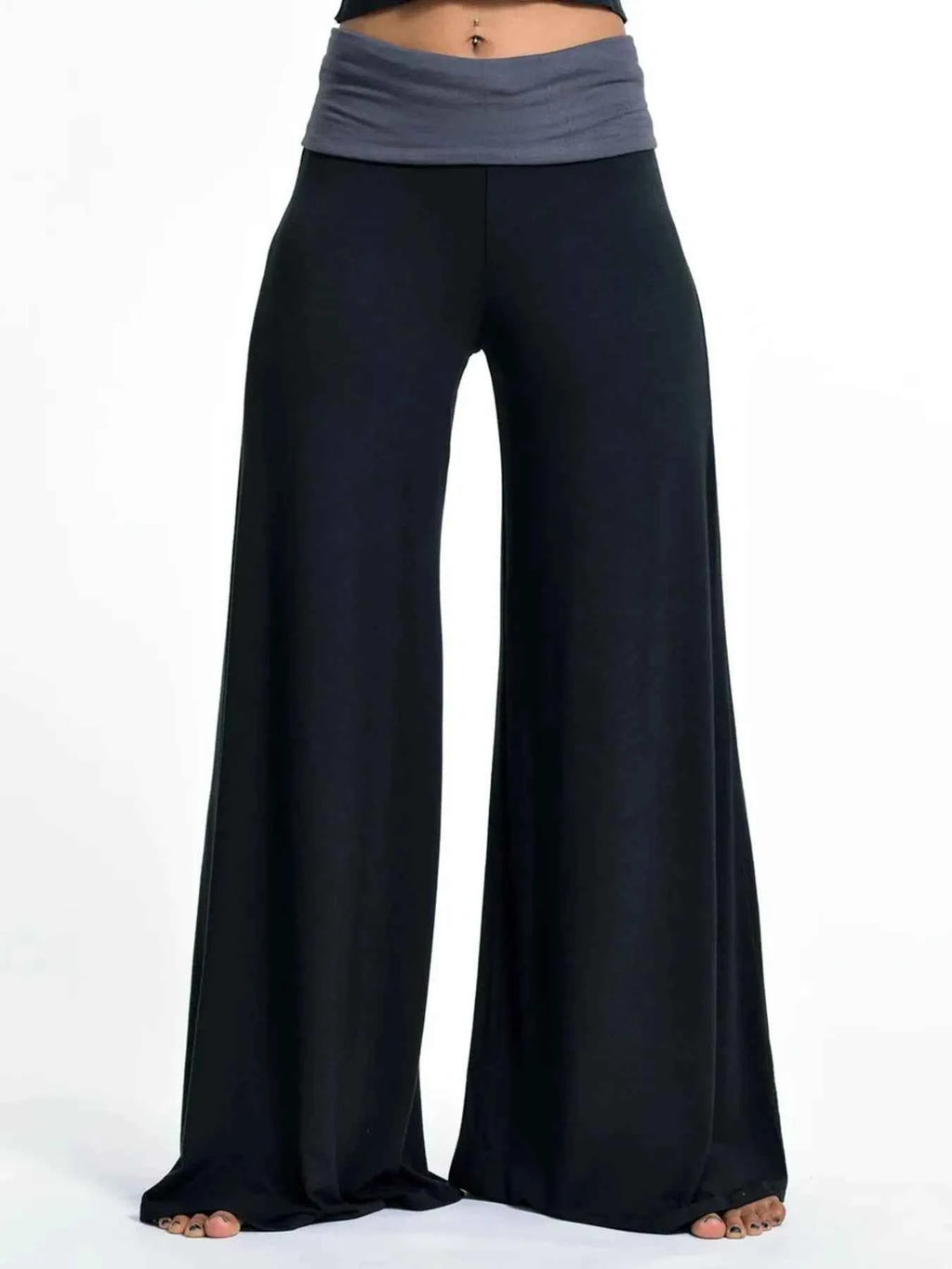 High Waisted Wide Leg Yoga Pants with Contrast Waistband 7b820c6d-f1aa-437d-a6e2-0c42f6d9c2bc-Max-Origin