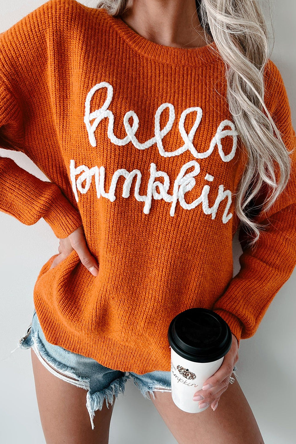 Flamingo Hello Pumpkin Graphic Sweater Flamingo 50%Viscose+28%Polyester+22%Polyamide 7babaf997ad5ce4f