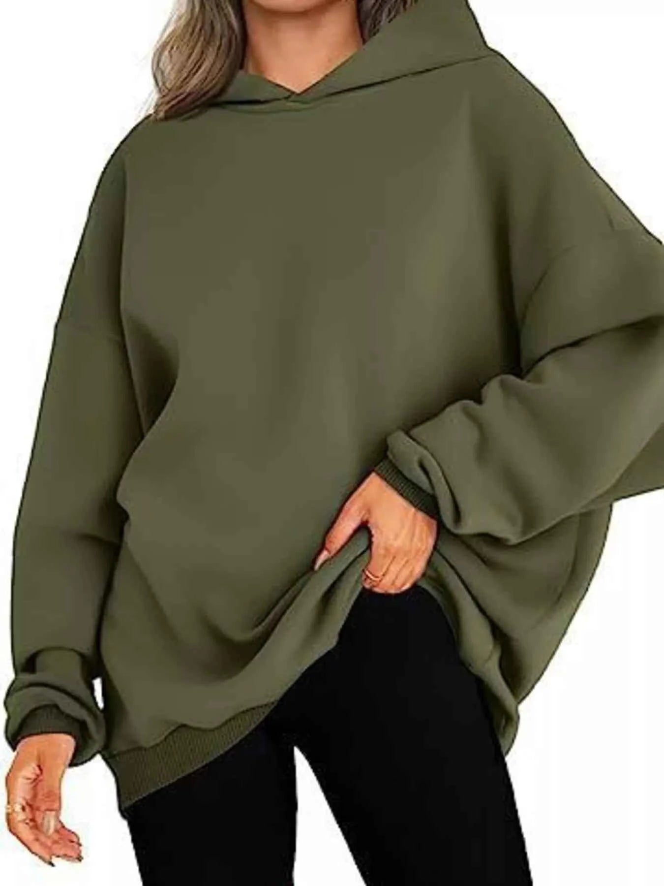 Drop Shoulder Long Sleeve Hoodie Army Green 7bf36fcf4ea14420bb2697fb89b7a7a6-Max-Origin