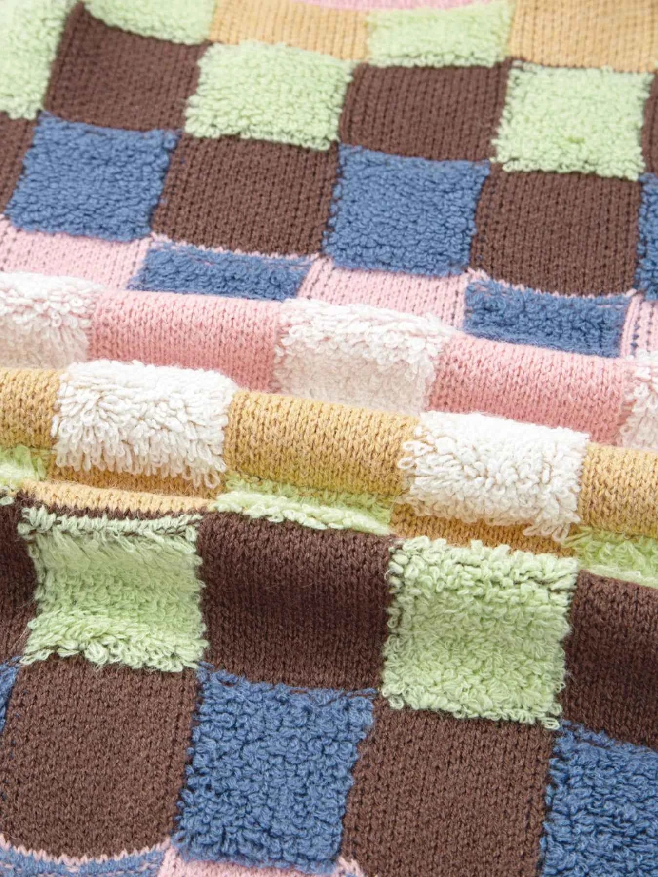 Checkered Pattern Button Front Cardigan 7c021b97813543e8aa65be9aa16dba0a-Max-Origin