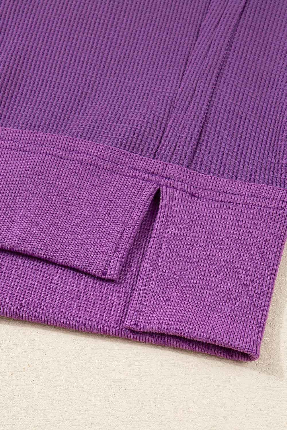 Evergreen Solid Color Raw Seam Patchwork Ribbed Drop Shoulder Sweatshirt 7c5ed6918f516e64