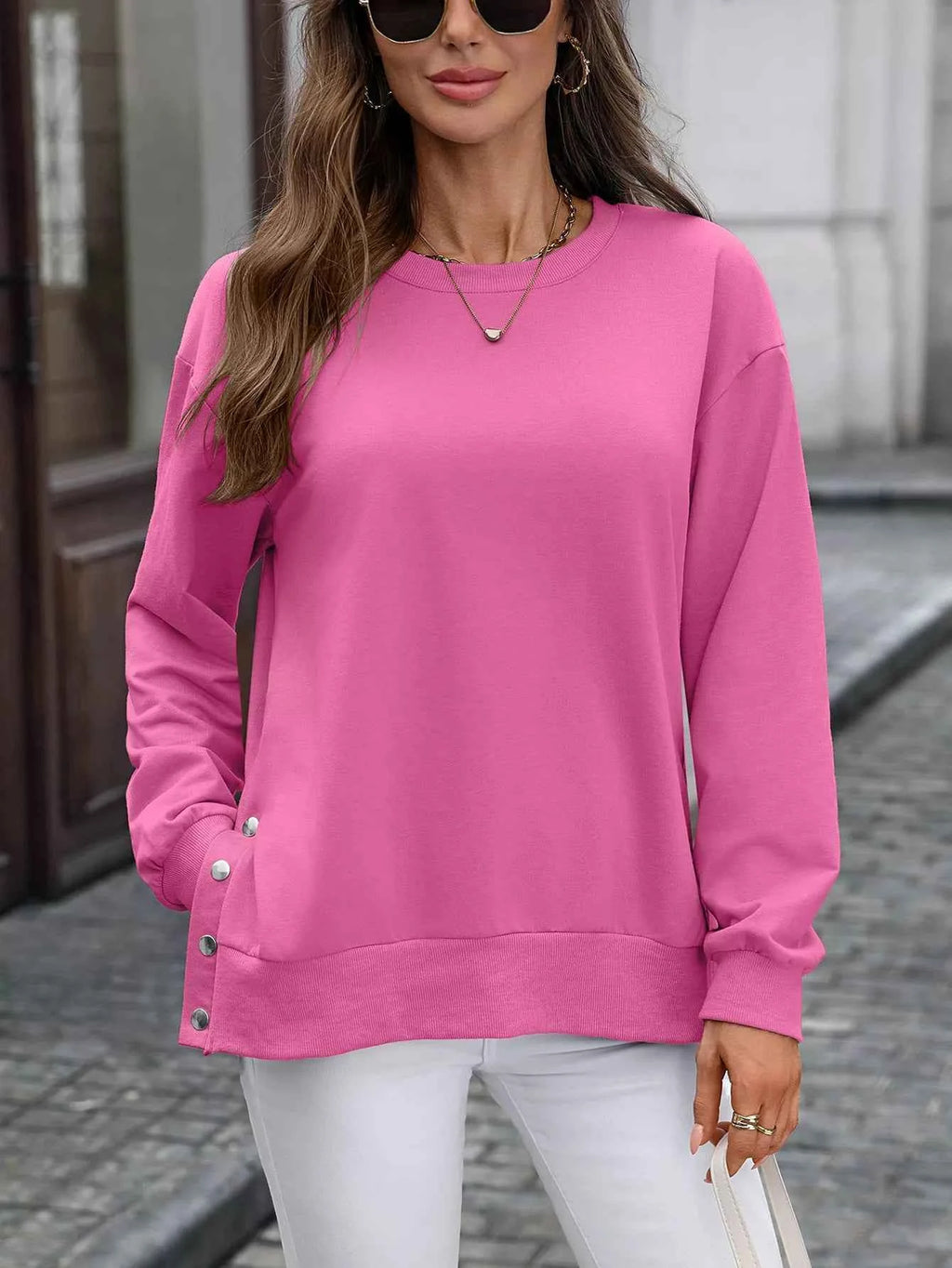 Side Snap Round Neck Sweatshirt 7d3b44cf-ccb6-4ce0-b9eb-3ab222dd40bc-Max-Origin